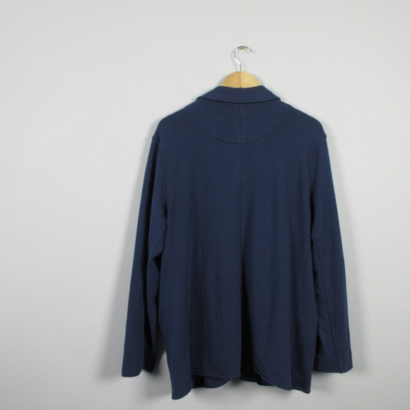 Aerie Knit Blazer Women L Blue Cotton Blend Pockets Casual Everyday Jacket 672 - Picture 2 of 12